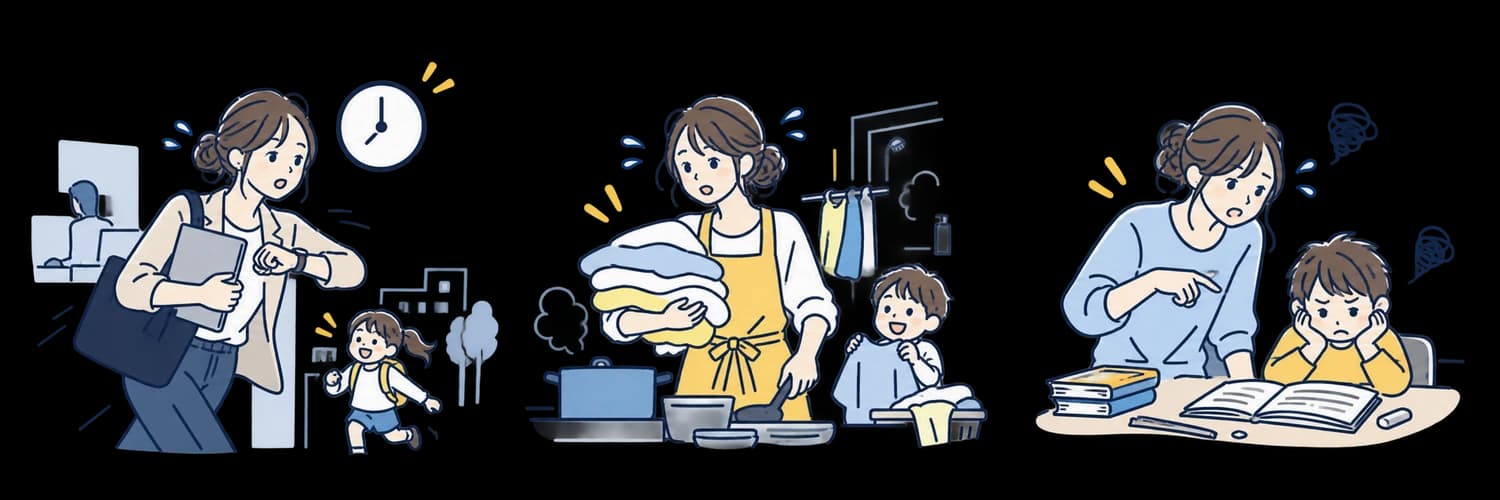 時計を気にしながら仕事を切り上げ、お迎えへ急ぐ保護者